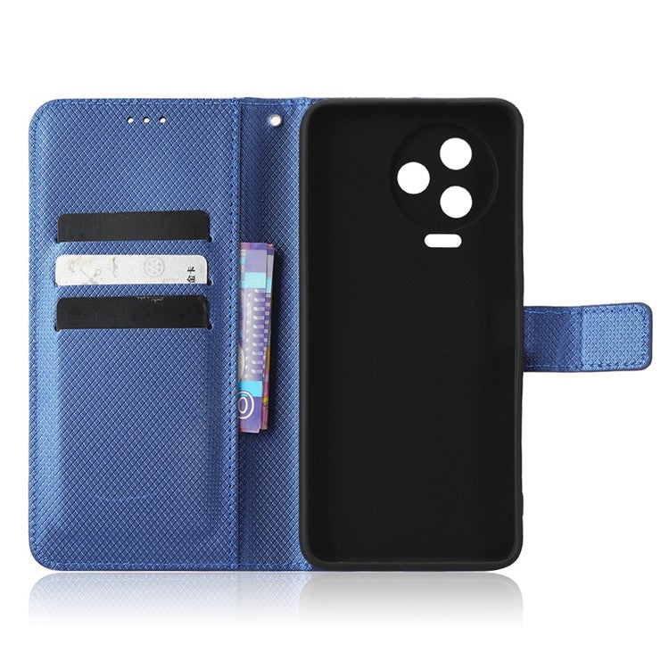 For Infinix Note 12 Pro 4G X676B Fully Wrapped Diamond Texture PU Leather Stand Magnetic Clasp Case Wallet Phone Cover - Blue
