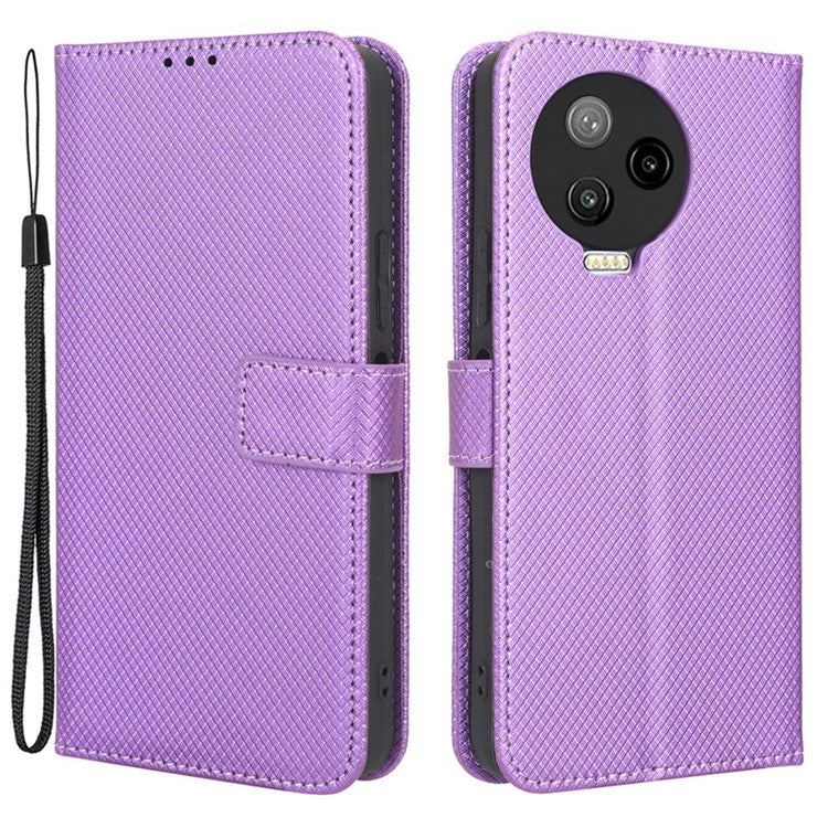 For Infinix Note 12 Pro 4G X676B Fully Wrapped Diamond Texture PU Leather Stand Magnetic Clasp Case Wallet Phone Cover - Purple