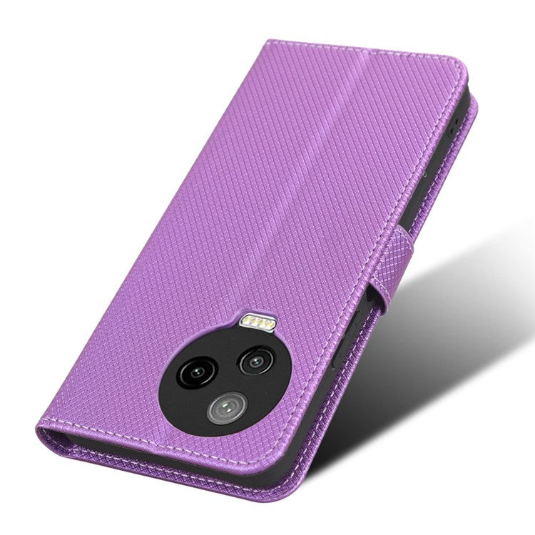 For Infinix Note 12 Pro 4G X676B Fully Wrapped Diamond Texture PU Leather Stand Magnetic Clasp Case Wallet Phone Cover - Purple