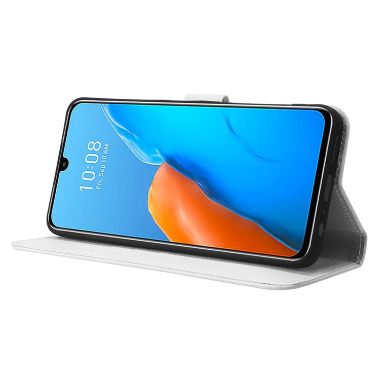 For Infinix Note 12 Pro 4G X676B Fully Wrapped Diamond Texture PU Leather Stand Magnetic Clasp Case Wallet Phone Cover - White