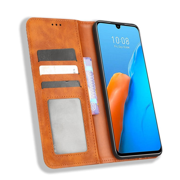 For Infinix Note 12 Pro 4G X676B / Note 12 (2023) 4G Retro TPU Leather Wallet Stand Case Imprinted Pattern Phone Cover - Brown