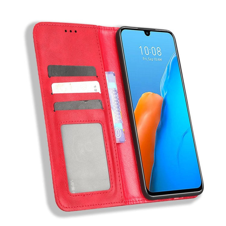 For Infinix Note 12 Pro 4G X676B / Note 12 (2023) 4G Retro TPU Leather Wallet Stand Case Imprinted Pattern Phone Cover - Red
