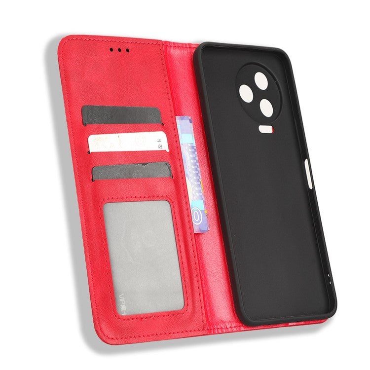 For Infinix Note 12 Pro 4G X676B / Note 12 (2023) 4G Retro TPU Leather Wallet Stand Case Imprinted Pattern Phone Cover - Red