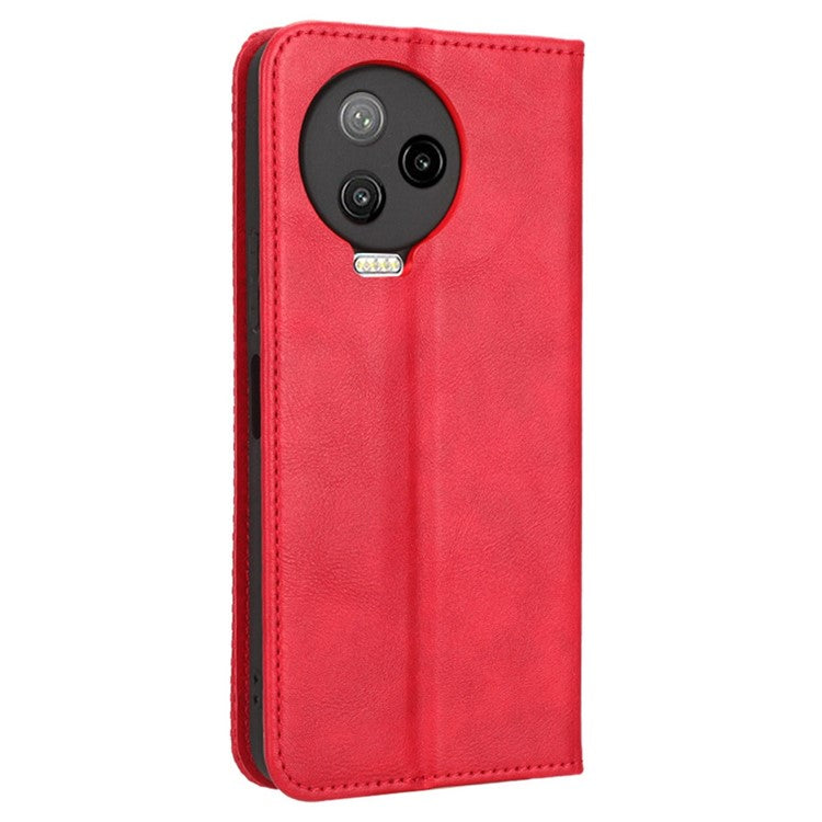 For Infinix Note 12 Pro 4G X676B / Note 12 (2023) 4G Retro TPU Leather Wallet Stand Case Imprinted Pattern Phone Cover - Red