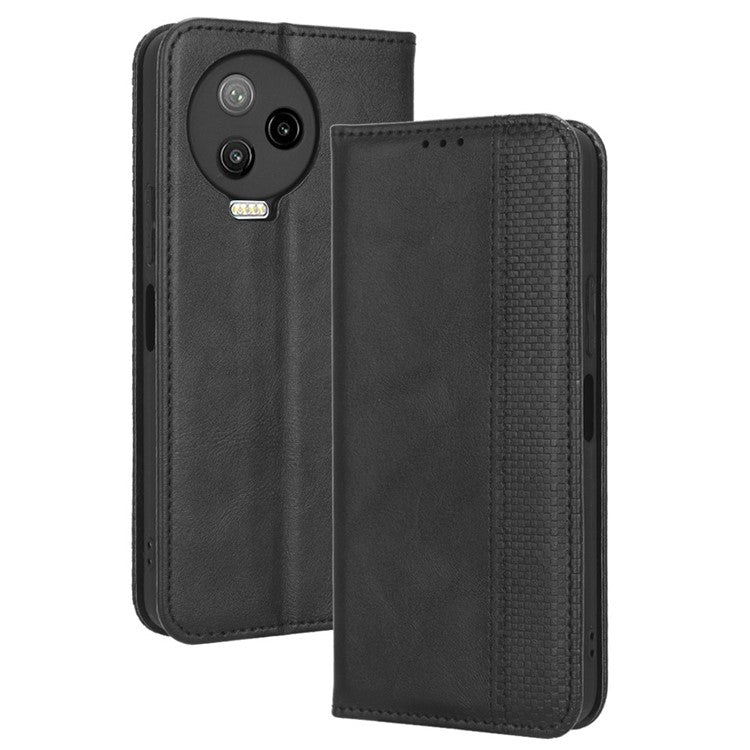 For Infinix Note 12 Pro 4G X676B / Note 12 (2023) 4G Retro TPU Leather Wallet Stand Case Imprinted Pattern Phone Cover - Black