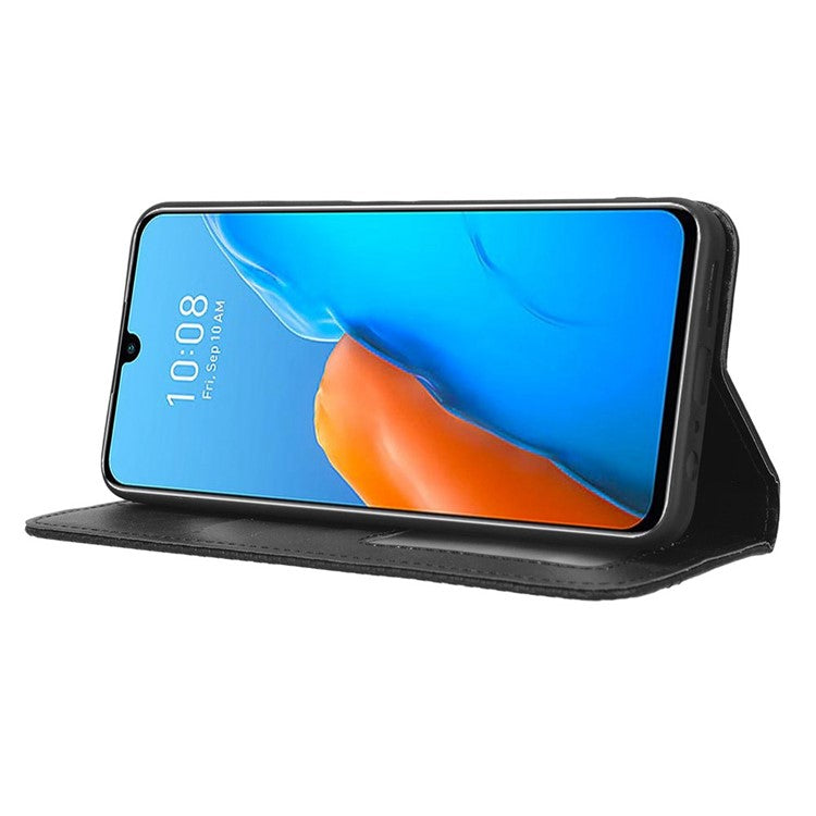 For Infinix Note 12 Pro 4G X676B / Note 12 (2023) 4G Retro TPU Leather Wallet Stand Case Imprinted Pattern Phone Cover - Black