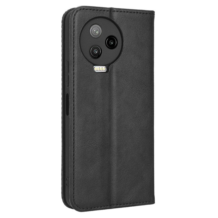 For Infinix Note 12 Pro 4G X676B / Note 12 (2023) 4G Retro TPU Leather Wallet Stand Case Imprinted Pattern Phone Cover - Black