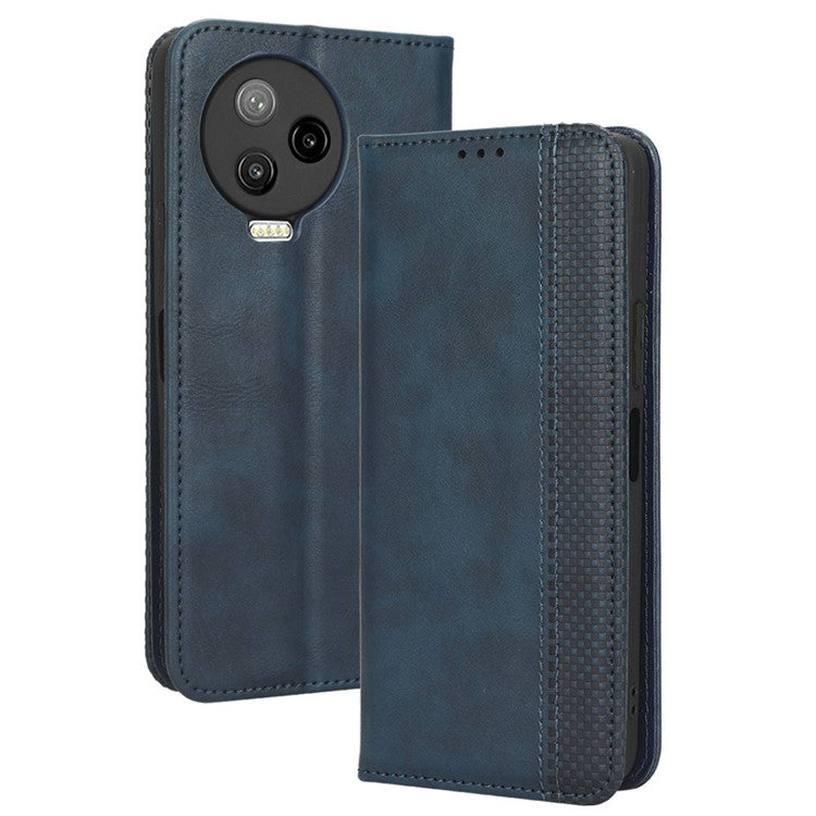 For Infinix Note 12 Pro 4G X676B / Note 12 (2023) 4G Retro TPU Leather Wallet Stand Case Imprinted Pattern Phone Cover - Blue
