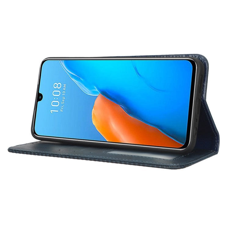 For Infinix Note 12 Pro 4G X676B / Note 12 (2023) 4G Retro TPU Leather Wallet Stand Case Imprinted Pattern Phone Cover - Blue