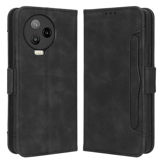 For Infinix Note 12 Pro 4G X676B Multiple Card Slots Anti-Scratch PU Leather Dual Magnetic Clasp Phone Cover Stand Wallet Case - Black