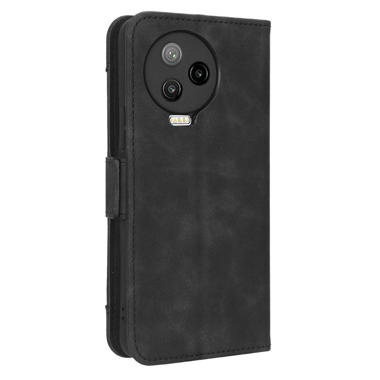 For Infinix Note 12 Pro 4G X676B Multiple Card Slots Anti-Scratch PU Leather Dual Magnetic Clasp Phone Cover Stand Wallet Case - Black