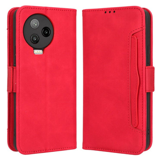 For Infinix Note 12 Pro 4G X676B Multiple Card Slots Anti-Scratch PU Leather Dual Magnetic Clasp Phone Cover Stand Wallet Case - Red