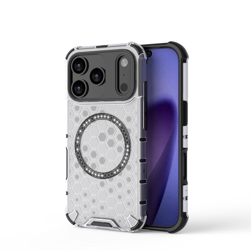 For iPhone 17 Pro Max Case Compatible with MagSafe WANLONFENG FC Series TPU + PC Phone Cover with Tempered Glass - Transparent