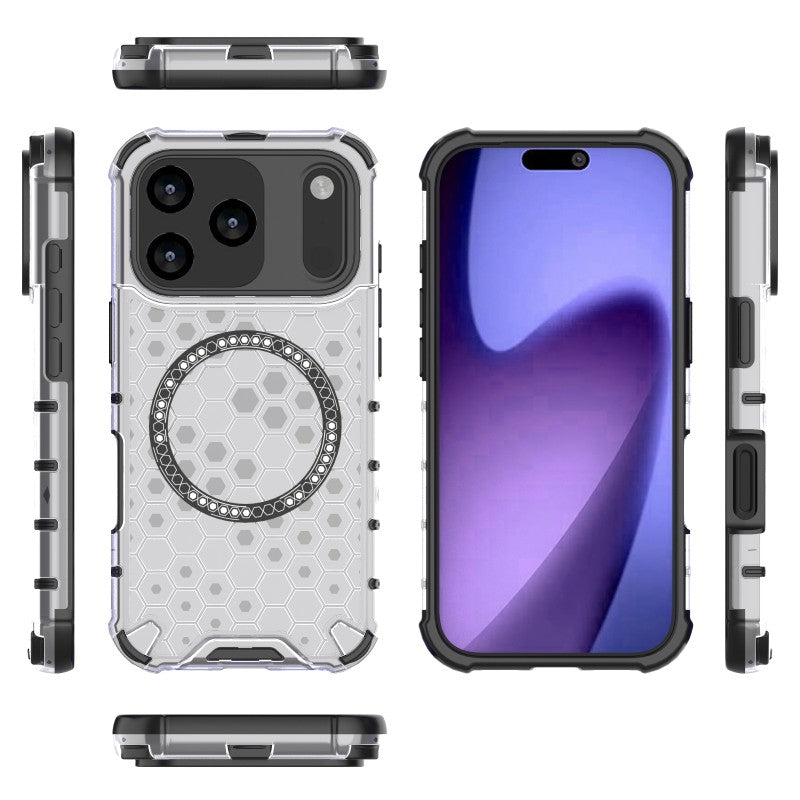 For iPhone 17 Pro Max Case Compatible with MagSafe WANLONFENG FC Series TPU + PC Phone Cover with Tempered Glass - Transparent