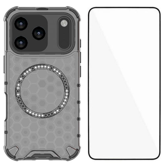 For iPhone 17 Pro Max Case Compatible with MagSafe WANLONFENG FC Series TPU + PC Phone Cover with Tempered Glass - Black