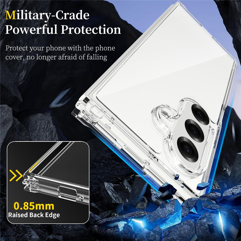 For Samsung Galaxy Z Fold7 5G Case Anti-Scratch TPU + Acrylic Clear Back Phone Cover - Transparent