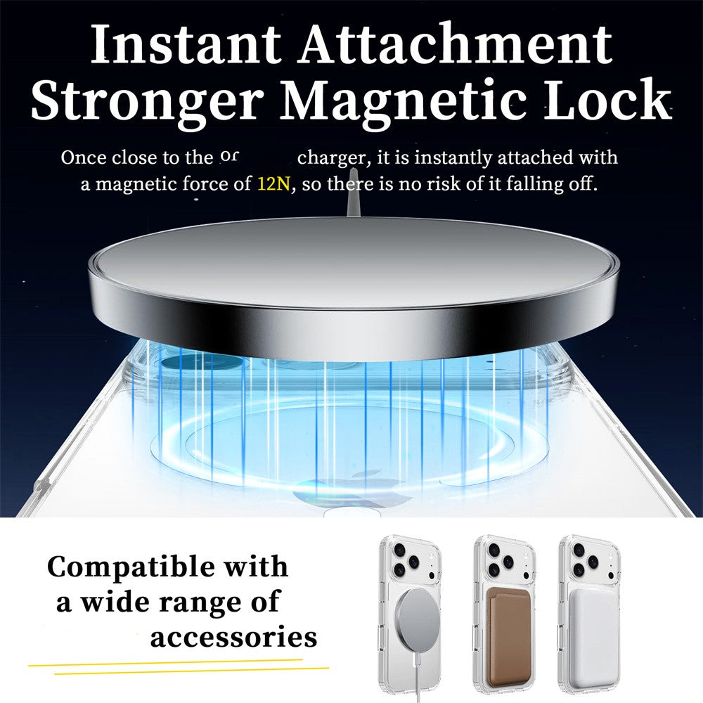 For iPhone 17 Pro Max Magnetic Case 2.0mm Scratch Resistant TPU + PC Clear Phone Cover