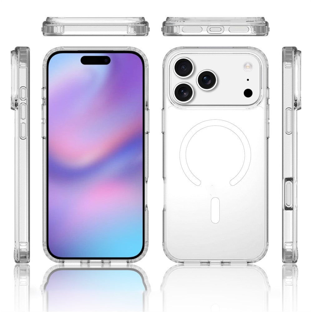 For iPhone 17 Pro Max Magnetic Case 2.0mm Scratch Resistant TPU + PC Clear Phone Cover