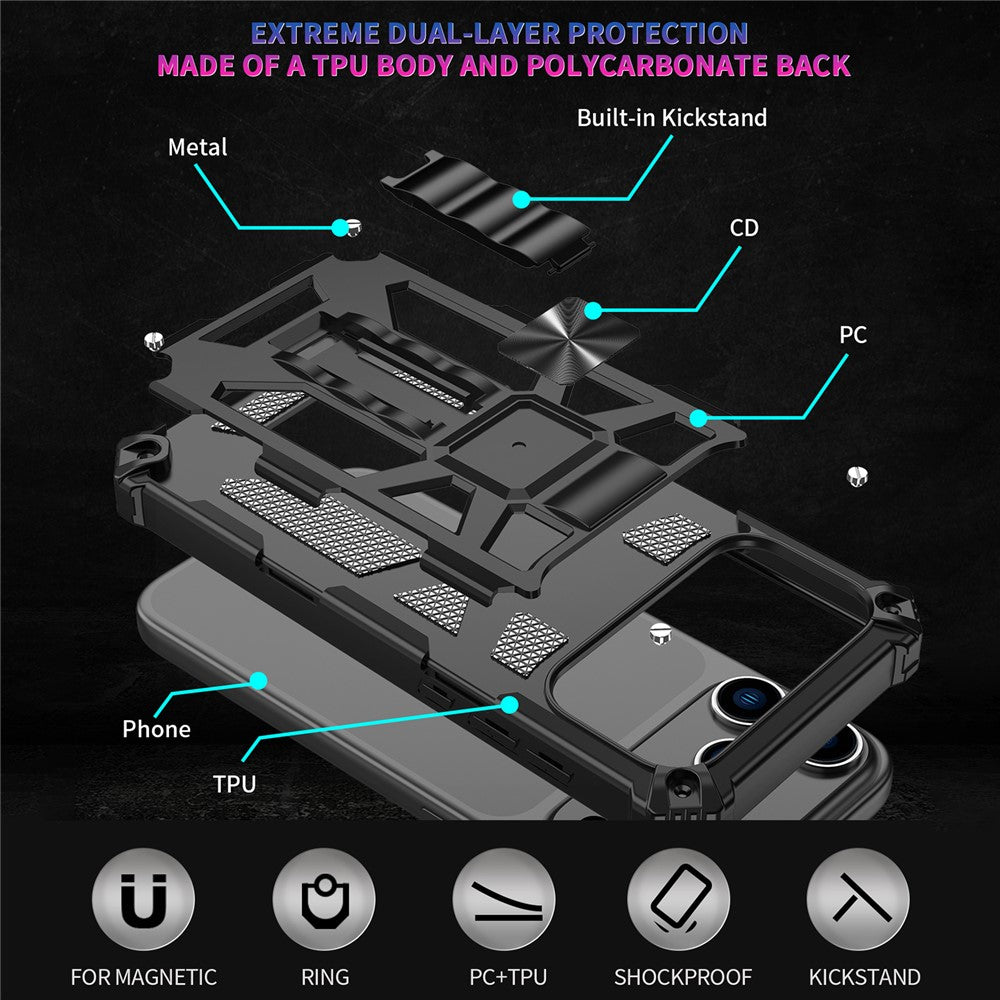 For iPhone 17 Pro Max Phone Case Kickstand Drop Protection PC + TPU Back Cover - Rose Gold