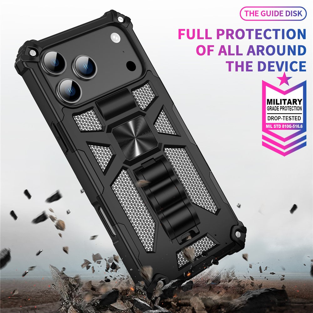 For iPhone 17 Pro Max Phone Case Kickstand Drop Protection PC + TPU Back Cover - Gold