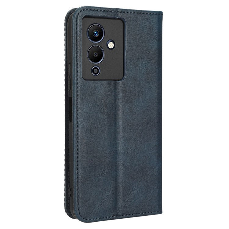For Infinix Note 12 5G X671 / Note 12 Pro 5G X671B Retro Wallet Case PU Leather Imprinted Pattern Stand Cover - Blue