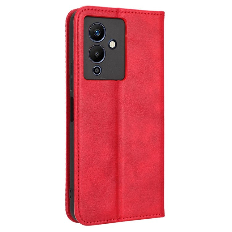 For Infinix Note 12 5G X671 / Note 12 Pro 5G X671B Retro Wallet Case PU Leather Imprinted Pattern Stand Cover - Red