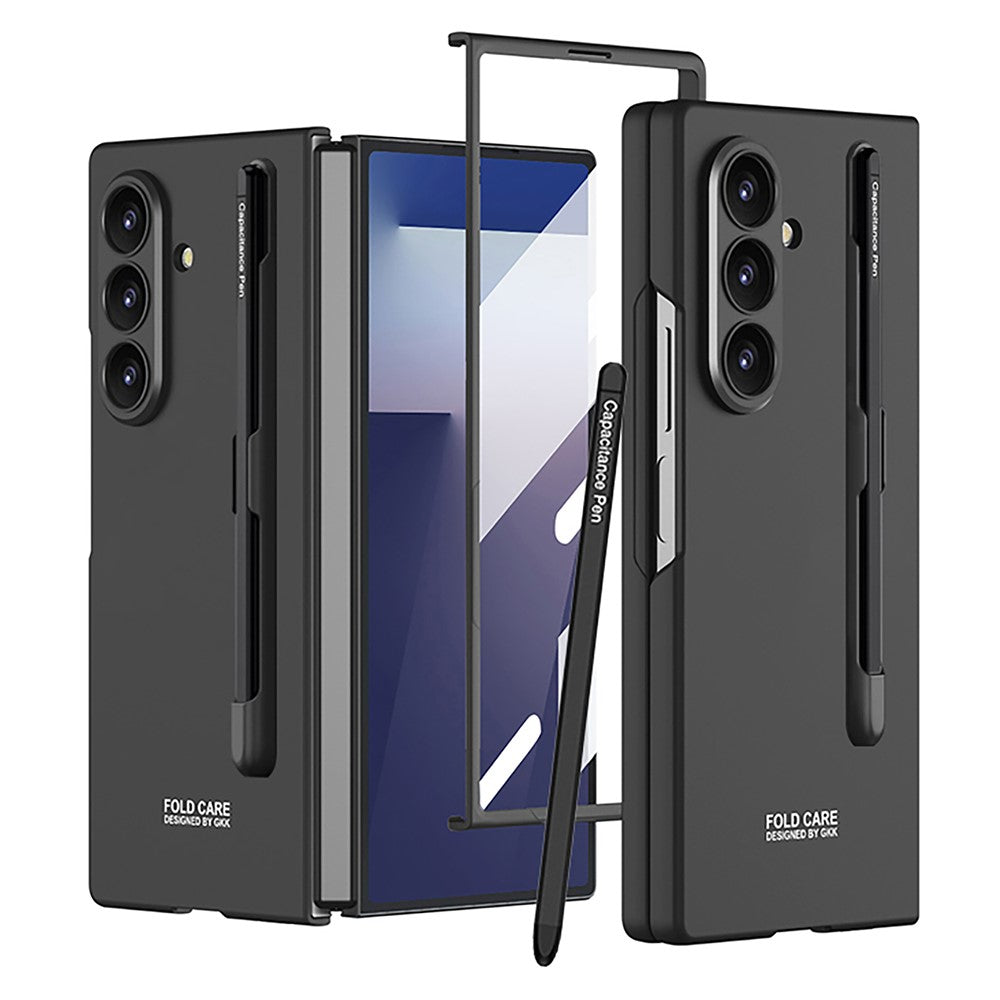 GKK For Samsung Galaxy Z Fold7 5G Case with Stylus PC + Tempered Glass Slim Phone Back Cover - Black