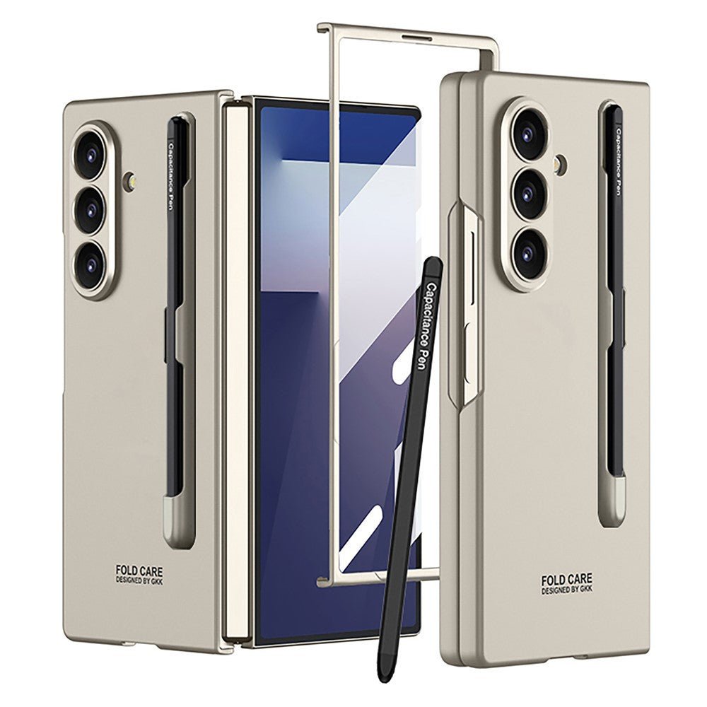 GKK For Samsung Galaxy Z Fold7 5G Case with Stylus PC + Tempered Glass Slim Phone Back Cover - Titanium Grey