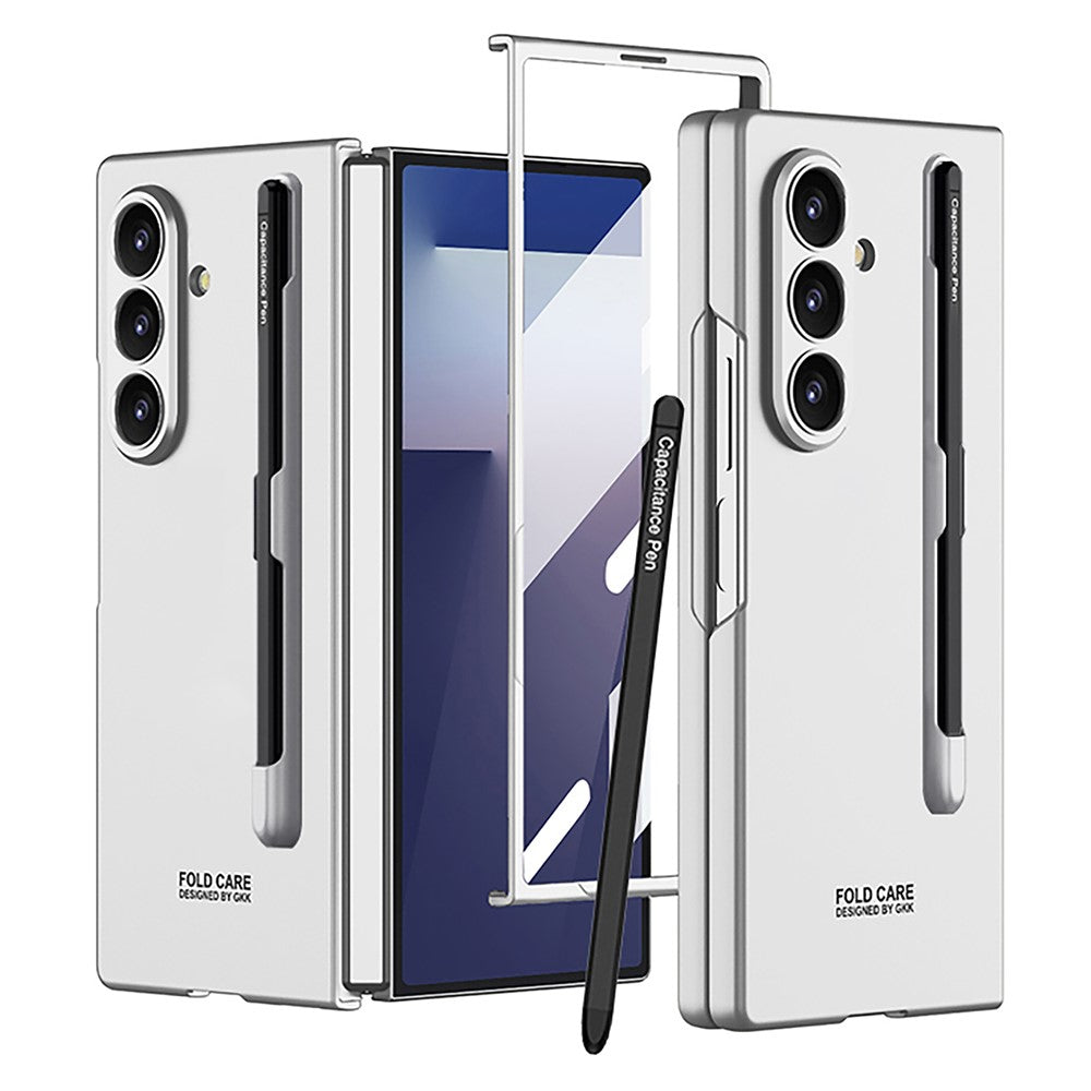 GKK For Samsung Galaxy Z Fold7 5G Case with Stylus PC + Tempered Glass Slim Phone Back Cover - Silver