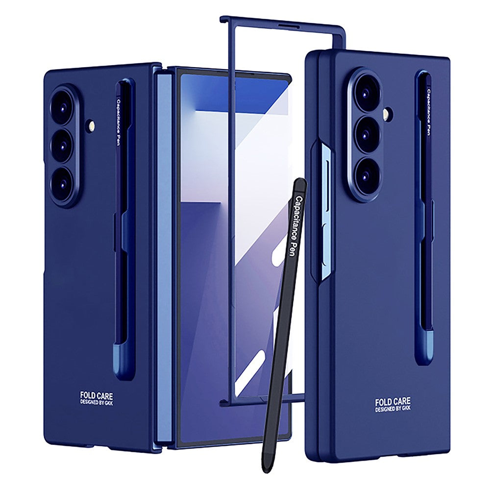 GKK For Samsung Galaxy Z Fold7 5G Case with Stylus PC + Tempered Glass Slim Phone Back Cover - Blue