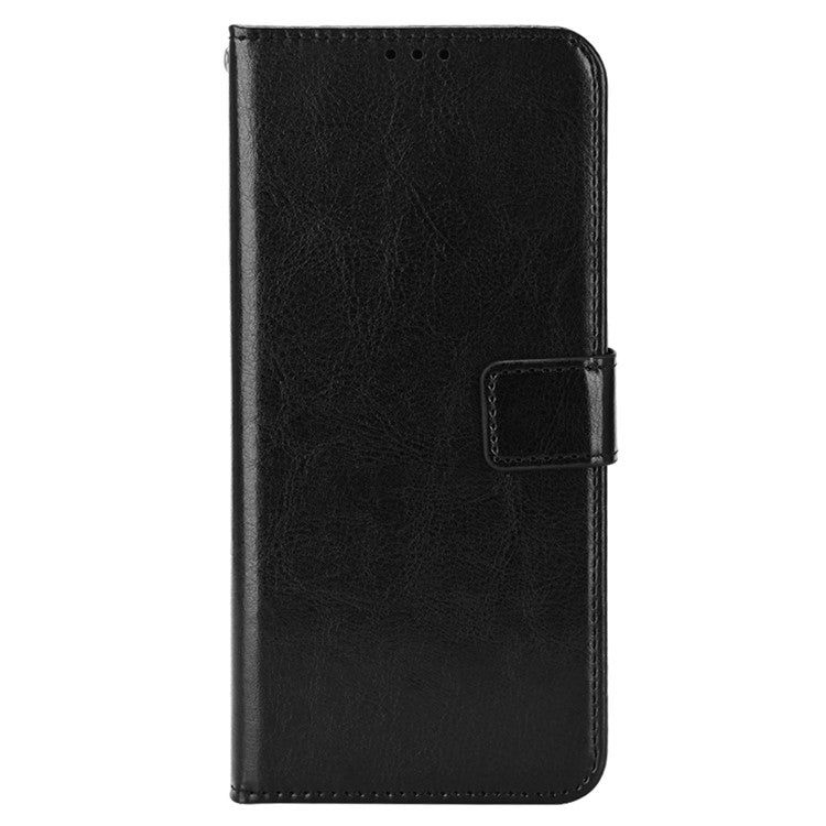 For Infinix Note 12 5G X671 / Note 12 Pro 5G X671B Flip Wallet Case Crazy Horse Texture PU Leather Stand Cover with Strap - Black