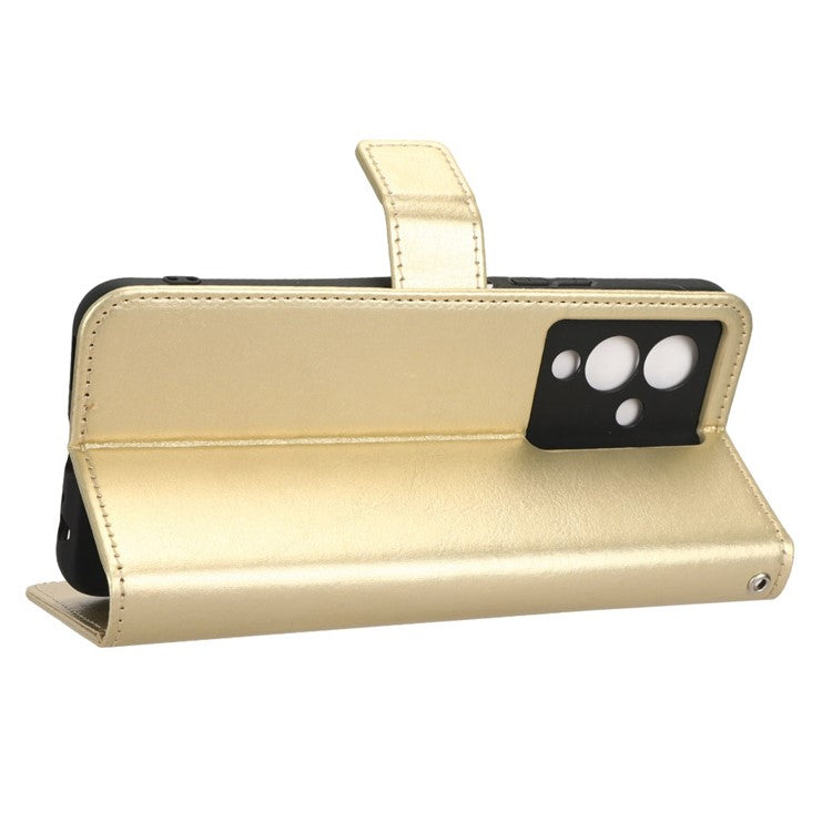 For Infinix Note 12 5G X671 / Note 12 Pro 5G X671B Flip Wallet Case Crazy Horse Texture PU Leather Stand Cover with Strap - Gold