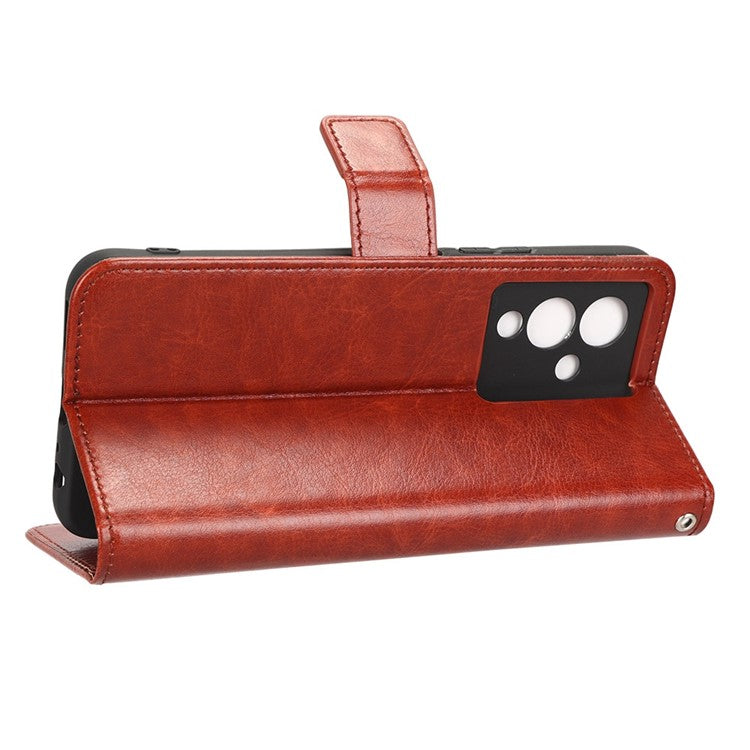 For Infinix Note 12 5G X671 / Note 12 Pro 5G X671B Flip Wallet Case Crazy Horse Texture PU Leather Stand Cover with Strap - Brown