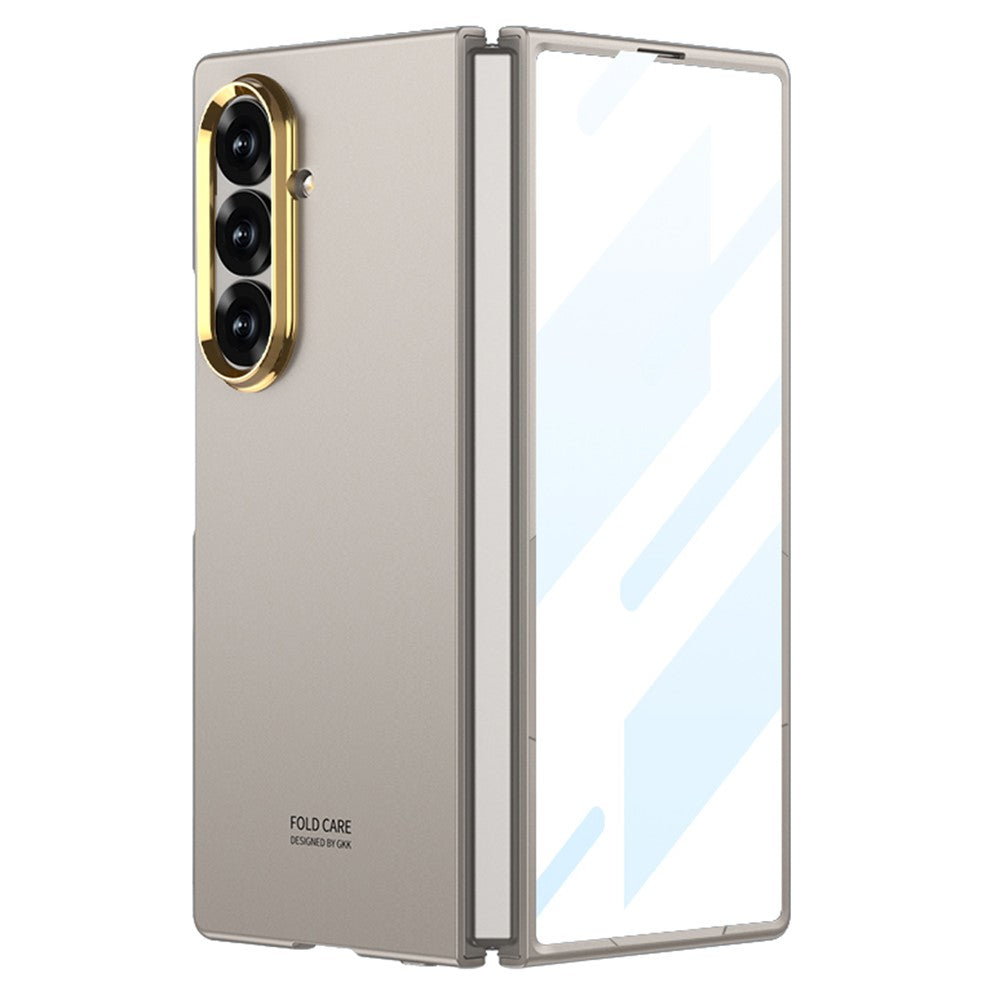 GKK For Samsung Galaxy Z Fold7 5G Case PC + Tempered Glass Phone Back Cover - Titanium Grey