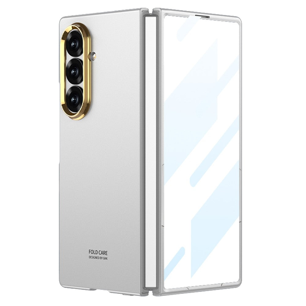 GKK For Samsung Galaxy Z Fold7 5G Case PC + Tempered Glass Phone Back Cover - Silver