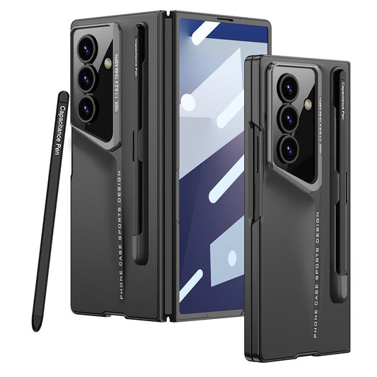 GKK For Samsung Galaxy Z Fold7 5G Case with Stylus PC + Tempered Glass Slim Phone Cover - Black