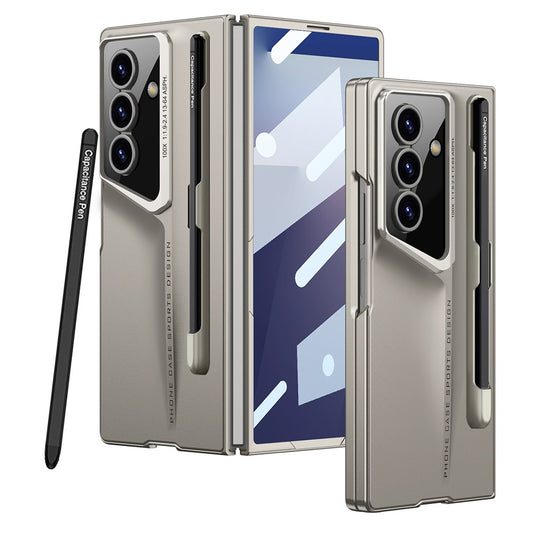 GKK For Samsung Galaxy Z Fold7 5G Case with Stylus PC + Tempered Glass Slim Phone Cover - Titanium Grey