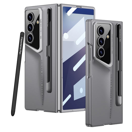 GKK For Samsung Galaxy Z Fold7 5G Case with Stylus PC + Tempered Glass Slim Phone Cover - Grey