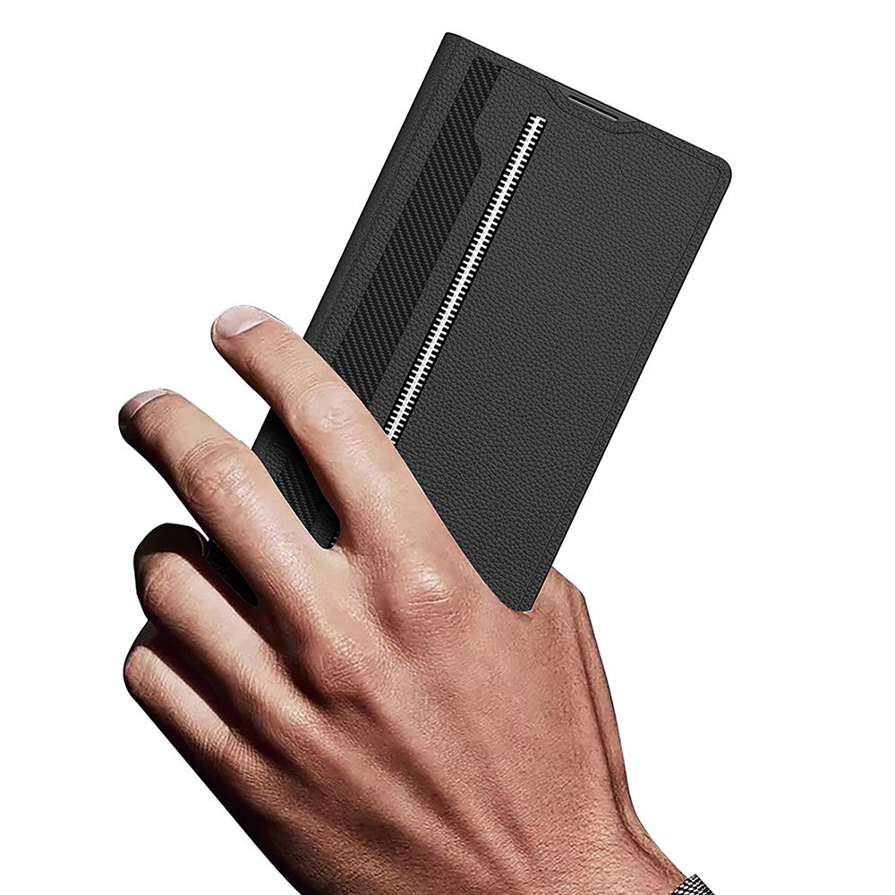 GKK For Samsung Galaxy Z Fold7 5G Magnetic Case with Card Slot Detachable PC PU Leather Flip Phone Cover - Black