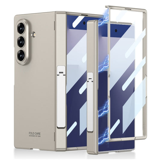 GKK For Samsung Galaxy Z Fold7 5G Case with Kickstand PC + Tempered Glass Phone Cover - Titanium Grey