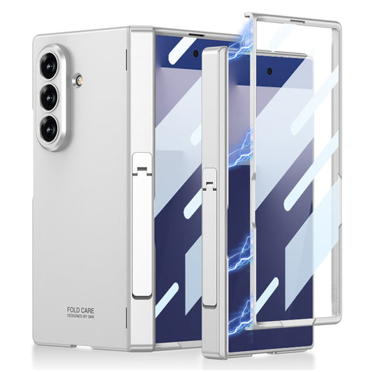 GKK For Samsung Galaxy Z Fold7 5G Case with Kickstand PC + Tempered Glass Phone Cover - Silver