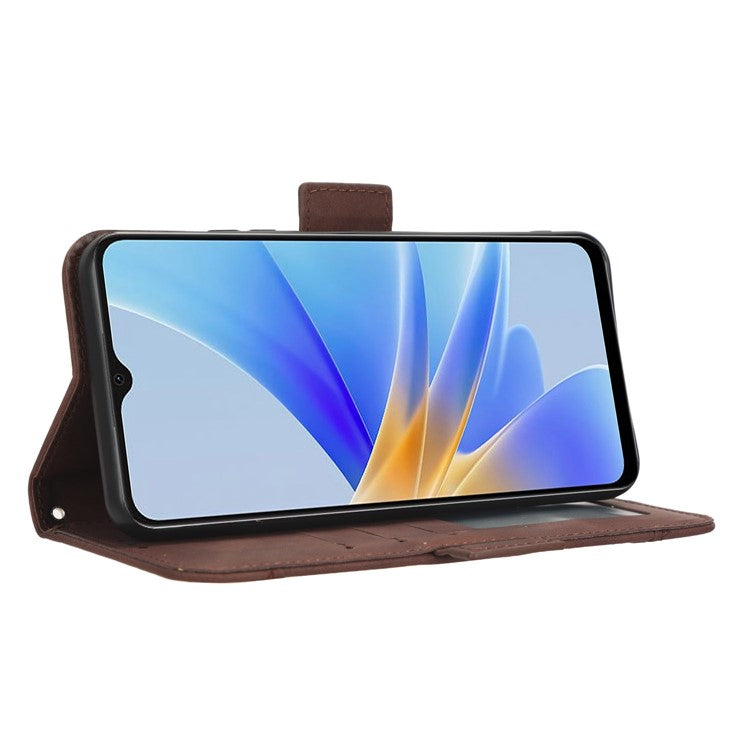 Multiple Card Slots Phone Case for Oppo A17 4G, PU Leather + TPU Wallet Stand Protective Cover - Brown
