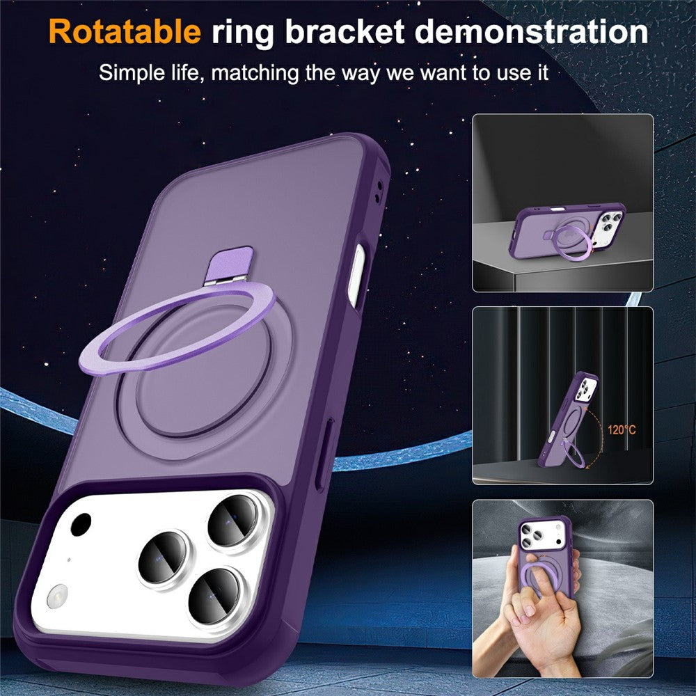 For iPhone 17 Pro Max Case Compatible with MagSafe Ring Holder Kickstand TPU + PC Phone Cover - Purple