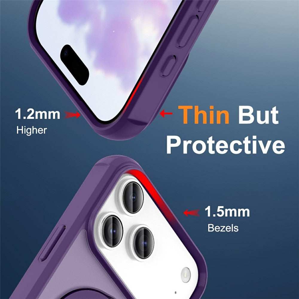 For iPhone 17 Pro Max Case Compatible with MagSafe Ring Holder Kickstand TPU + PC Phone Cover - Purple