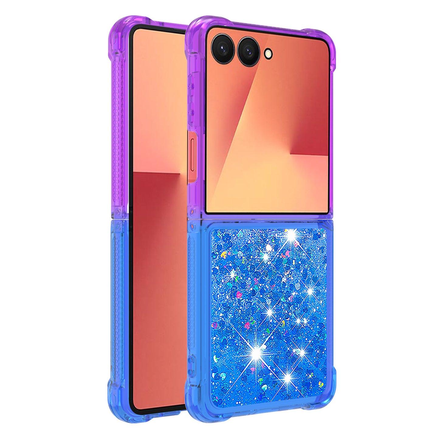 For Samsung Galaxy Z Flip7 5G TPU Case Gradient Quicksand Phone Back Cover - Purple+Sky Blue