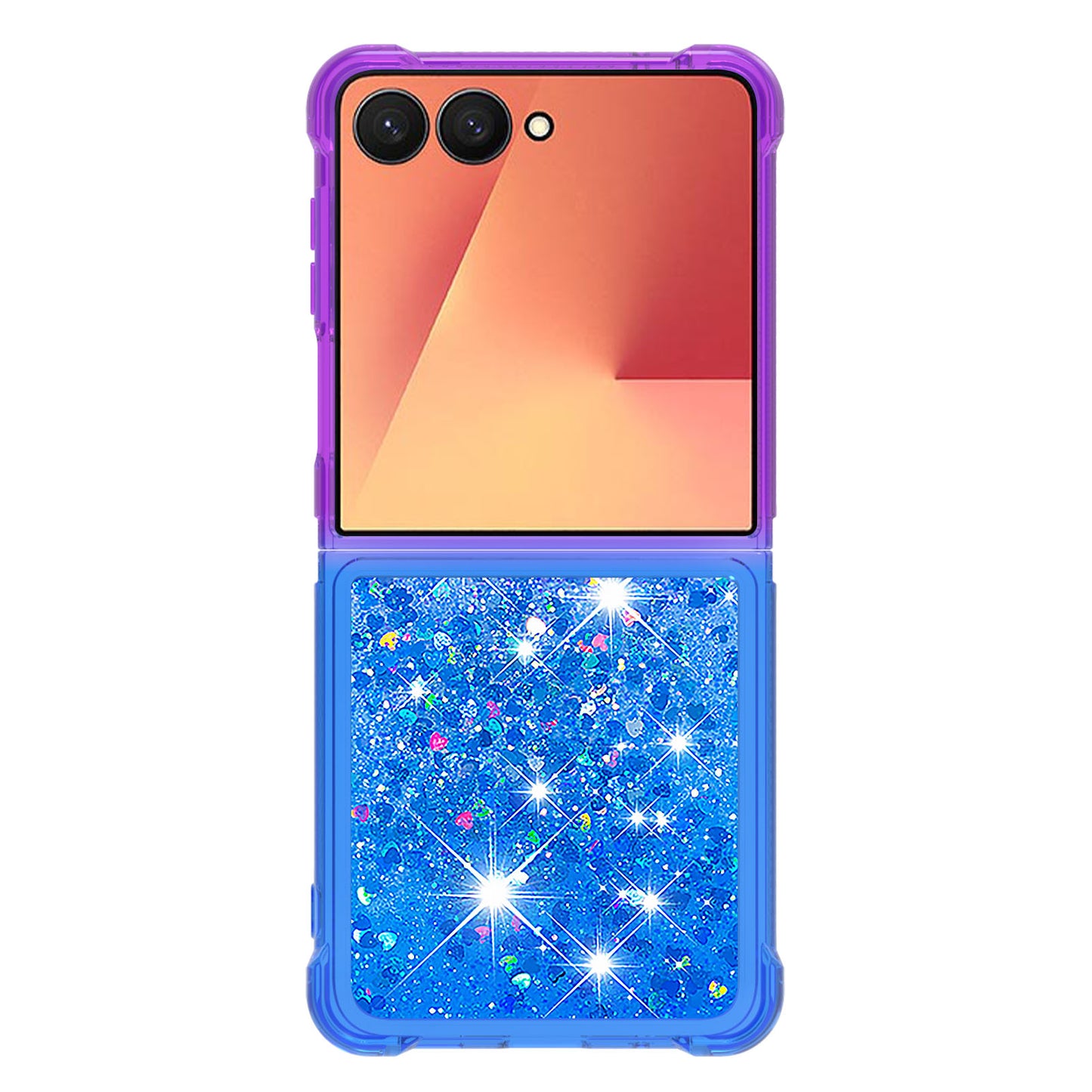 For Samsung Galaxy Z Flip7 5G TPU Case Gradient Quicksand Phone Back Cover - Purple+Sky Blue