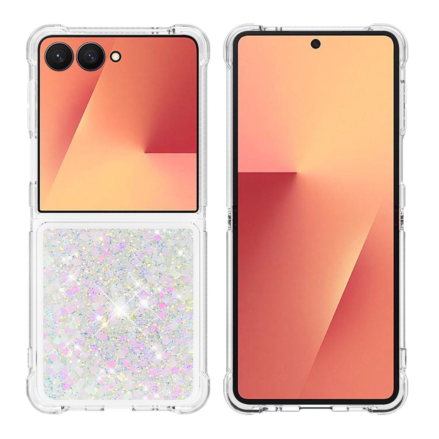 For Samsung Galaxy Z Flip7 5G TPU Case Glitter Quicksand Shockproof Phone Back Cover -  Laser / Hearts