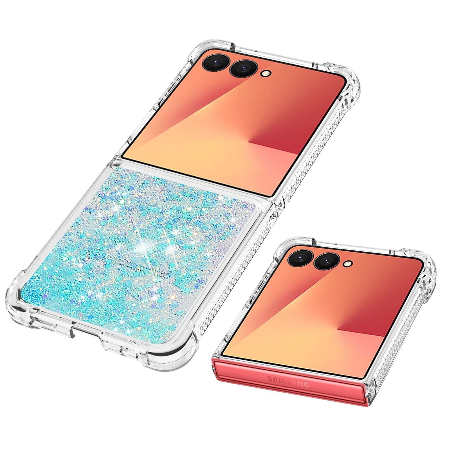 For Samsung Galaxy Z Flip7 5G TPU Case Glitter Quicksand Shockproof Phone Back Cover - Blue / Pentagram