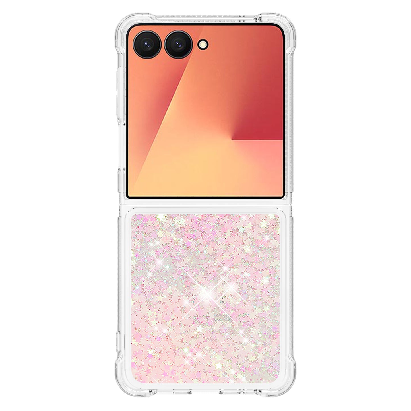 For Samsung Galaxy Z Flip7 5G TPU Case Glitter Quicksand Shockproof Phone Back Cover - Pink / Pentagrams