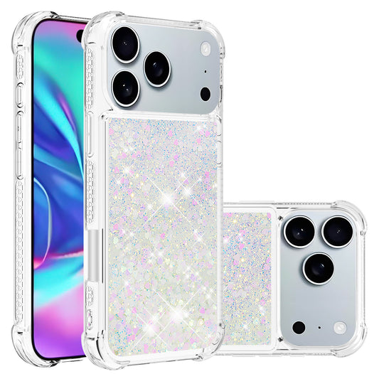 For iPhone 17 Pro Max TPU Case Glitter Quicksand Shockproof Phone Back Cover -  Laser / Hearts